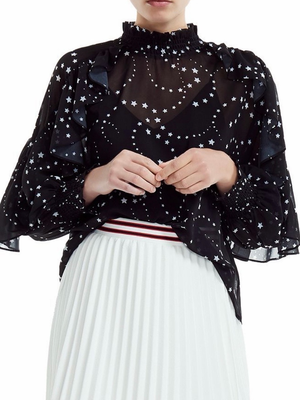 Maje Letro Sheer Star Print Blouse size 2 / M